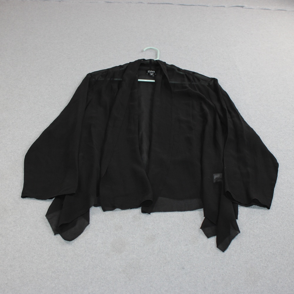 Eileen Fisher Silk Sweater Women Large Black Cardigan Kimono Sheer Lightweight